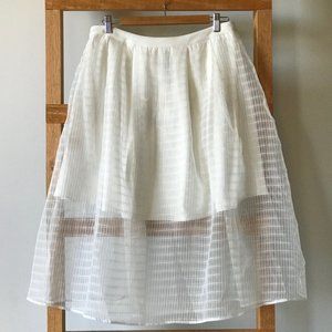 NWT - Ivory full skirt in sheer check pattern - Size 38 Danish / 8-10 US - NUMPH
